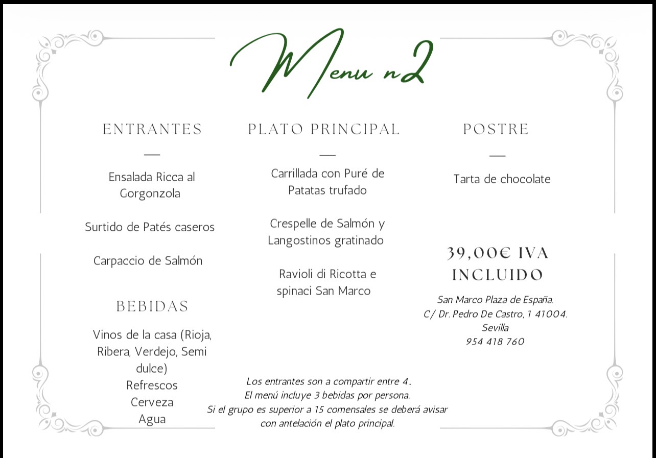 Menú cena despedidas Sevilla